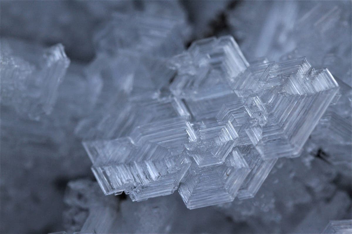 A close-up of ice crystals